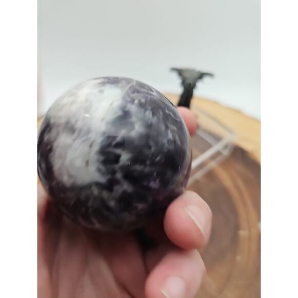 Amethyst Sphere .82lb 65mm W/Dragon Stand - Picture 8 of 12